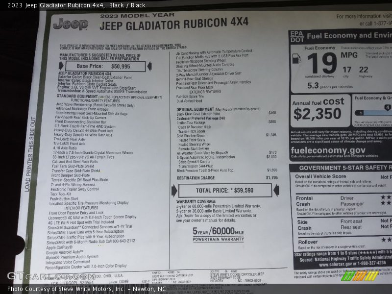 Black / Black 2023 Jeep Gladiator Rubicon 4x4