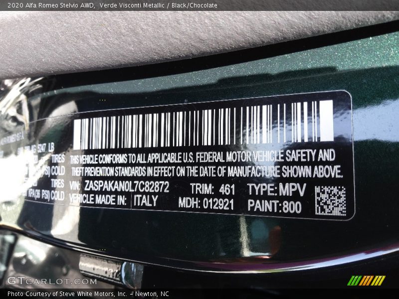 2020 Stelvio AWD Verde Visconti Metallic Color Code 800