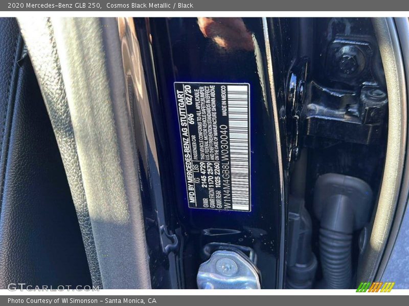 Cosmos Black Metallic / Black 2020 Mercedes-Benz GLB 250