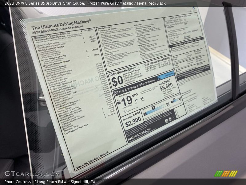  2023 8 Series 850i xDrive Gran Coupe Window Sticker