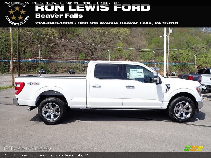Star White Metallic Tri-Coat / Black 2023 Ford F150 Lariat SuperCrew 4x4