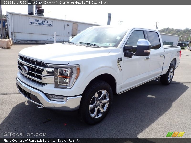 Star White Metallic Tri-Coat / Black 2023 Ford F150 Lariat SuperCrew 4x4