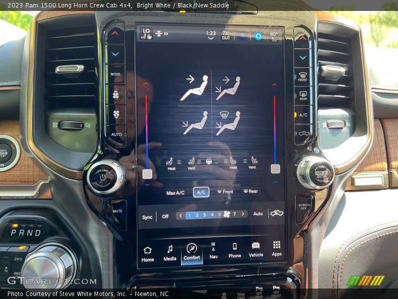 Bright White / Black/New Saddle 2023 Ram 1500 Long Horn Crew Cab 4x4