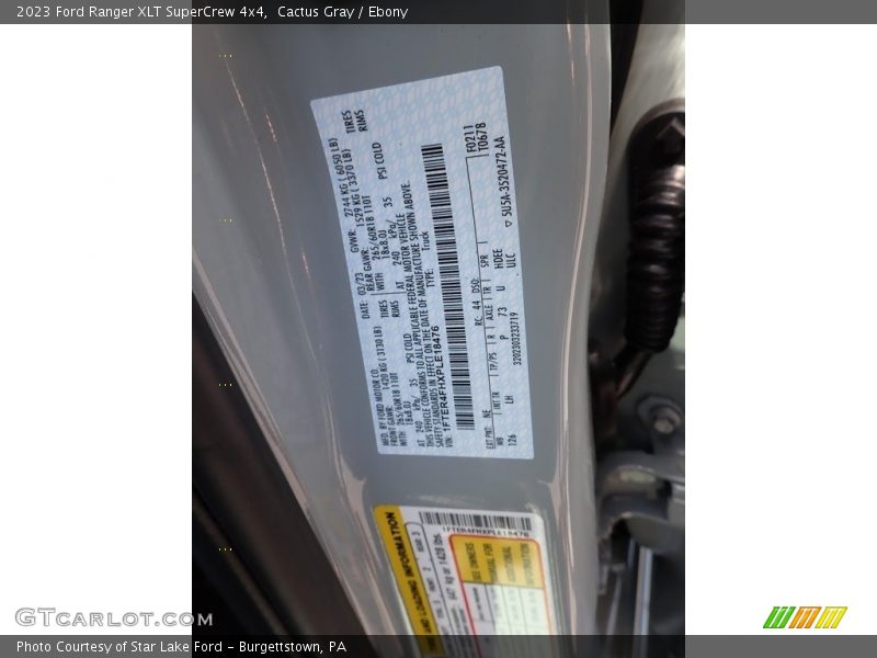 2023 Ranger XLT SuperCrew 4x4 Cactus Gray Color Code NE