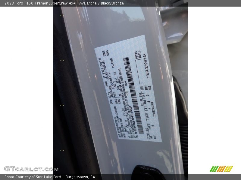 Avalanche / Black/Bronze 2023 Ford F150 Tremor SuperCrew 4x4