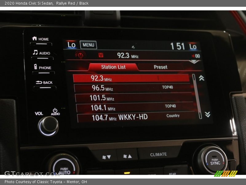 Audio System of 2020 Civic Si Sedan