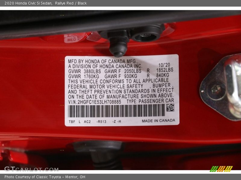 Rallye Red / Black 2020 Honda Civic Si Sedan