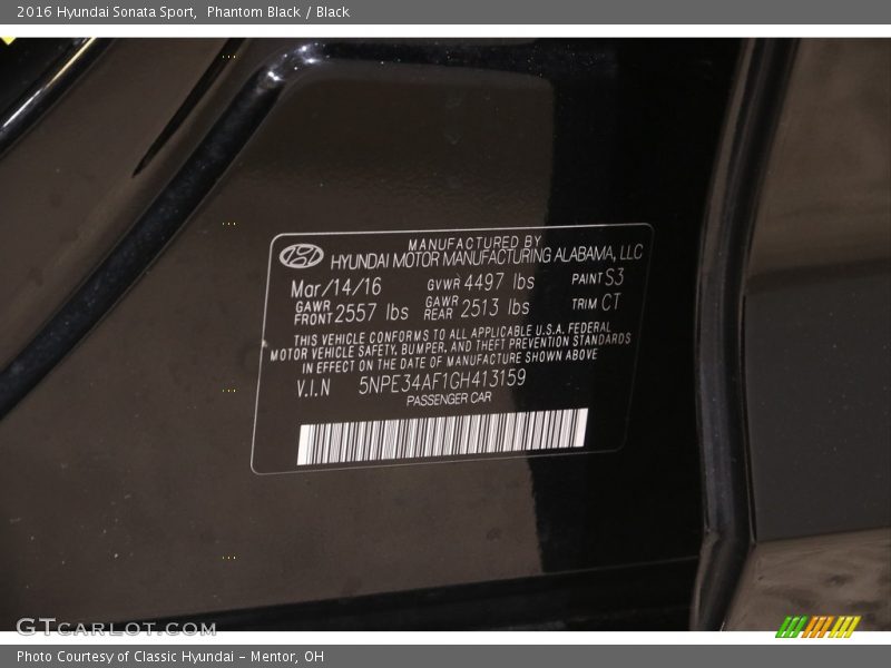 Phantom Black / Black 2016 Hyundai Sonata Sport