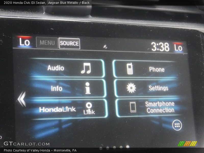 Aegean Blue Metallic / Black 2020 Honda Civic EX Sedan
