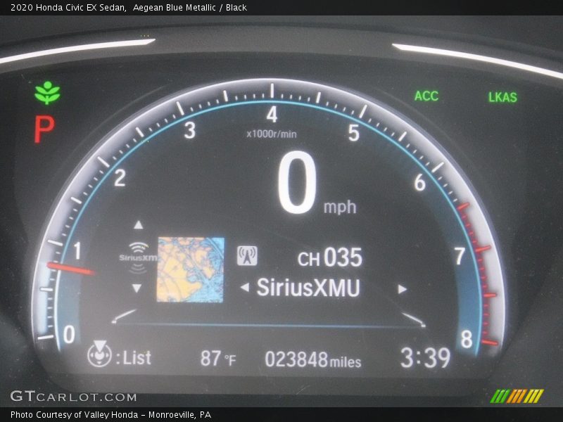 Aegean Blue Metallic / Black 2020 Honda Civic EX Sedan