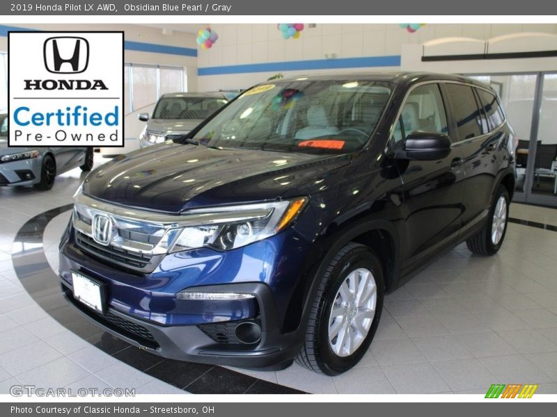 Obsidian Blue Pearl / Gray 2019 Honda Pilot LX AWD