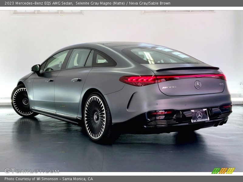 Selenite Gray Magno (Matte) / Neva Gray/Sable Brown 2023 Mercedes-Benz EQS AMG Sedan