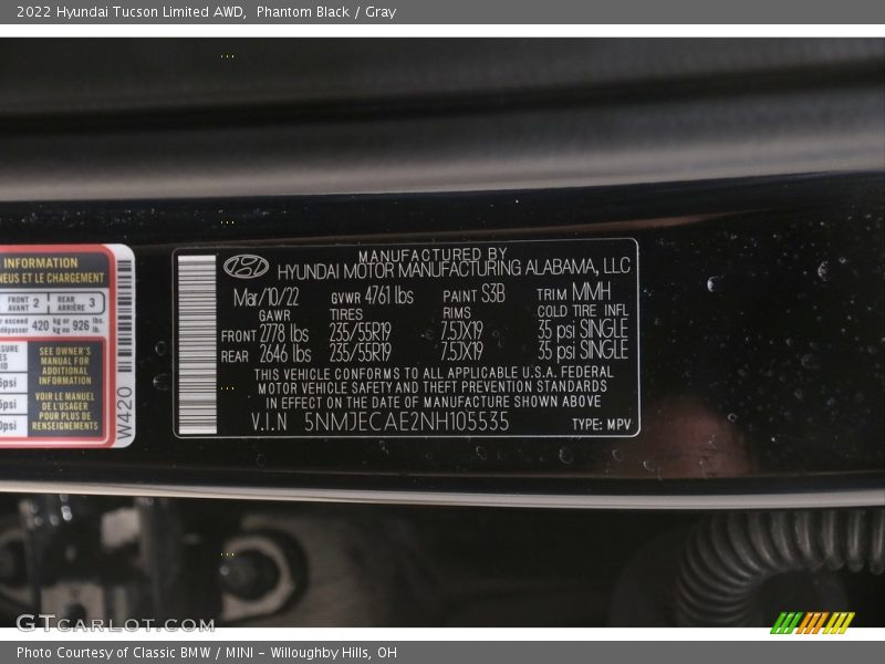 Phantom Black / Gray 2022 Hyundai Tucson Limited AWD