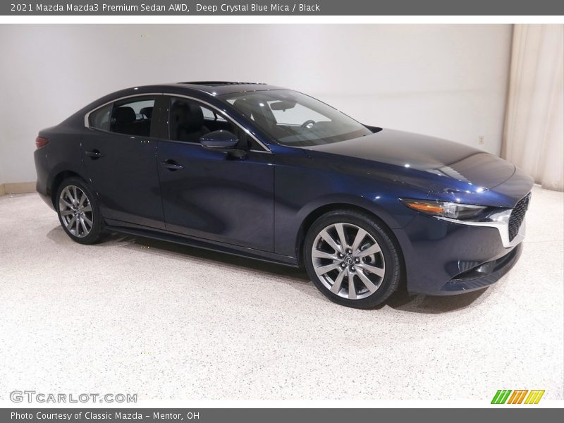 Deep Crystal Blue Mica / Black 2021 Mazda Mazda3 Premium Sedan AWD