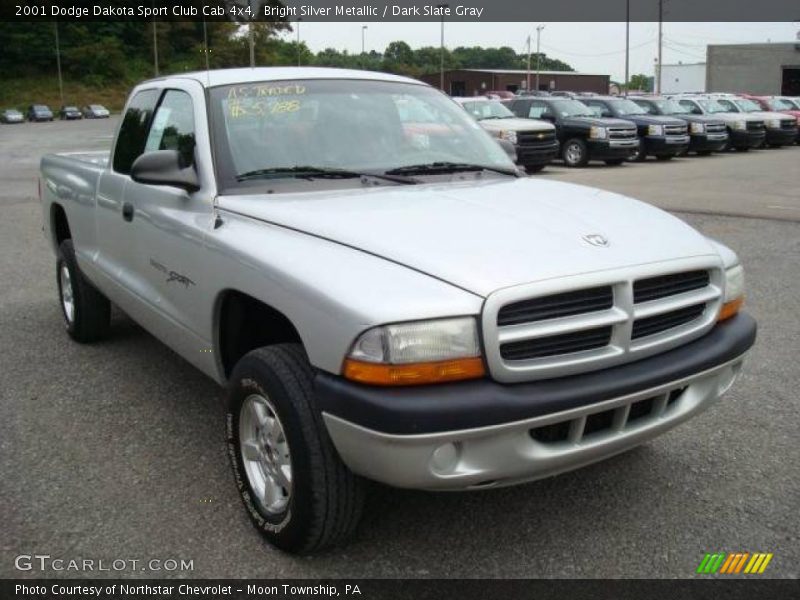 Bright Silver Metallic / Dark Slate Gray 2001 Dodge Dakota Sport Club Cab 4x4