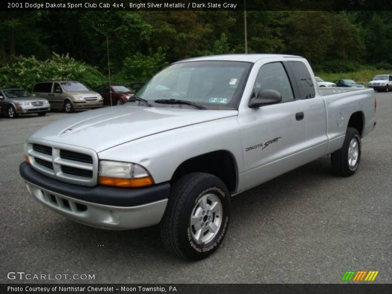 Bright Silver Metallic / Dark Slate Gray 2001 Dodge Dakota Sport Club Cab 4x4