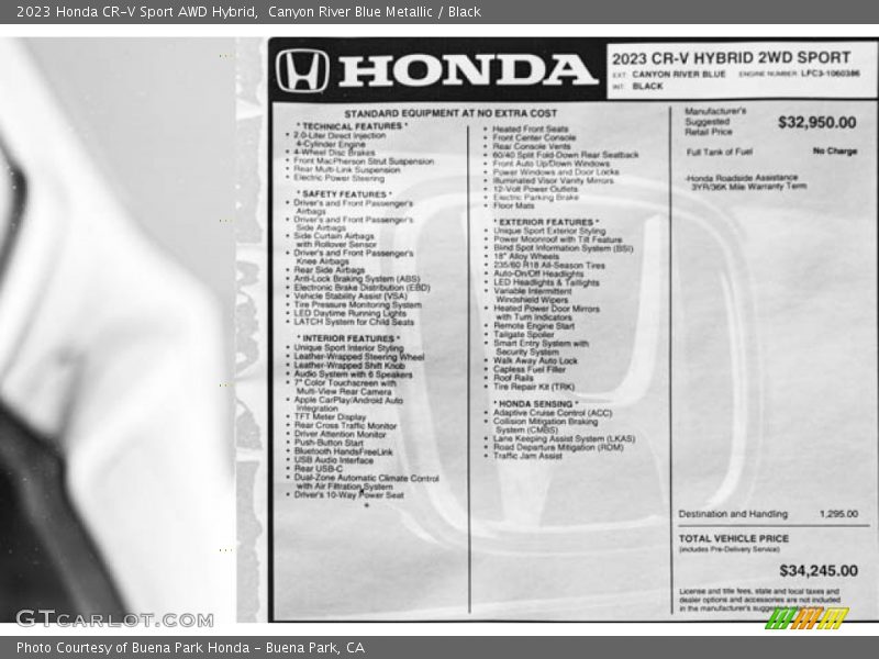 Canyon River Blue Metallic / Black 2023 Honda CR-V Sport AWD Hybrid