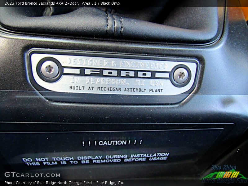 Info Tag of 2023 Bronco Badlands 4X4 2-Door