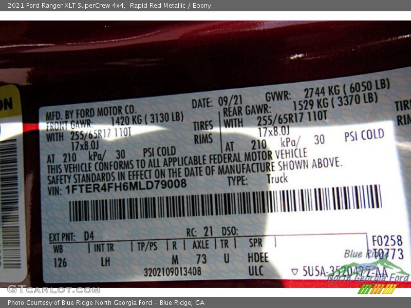 Rapid Red Metallic / Ebony 2021 Ford Ranger XLT SuperCrew 4x4