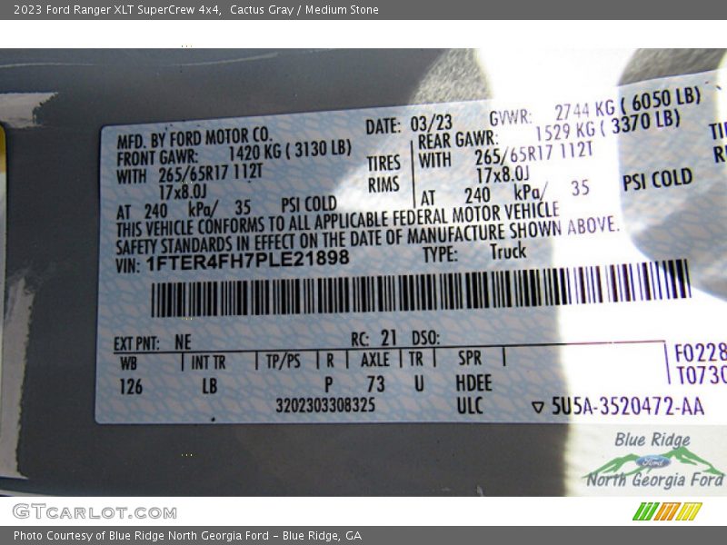 Cactus Gray / Medium Stone 2023 Ford Ranger XLT SuperCrew 4x4