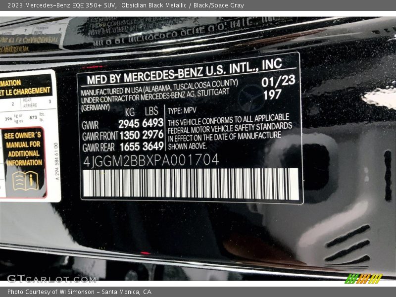 Obsidian Black Metallic / Black/Space Gray 2023 Mercedes-Benz EQE 350+ SUV
