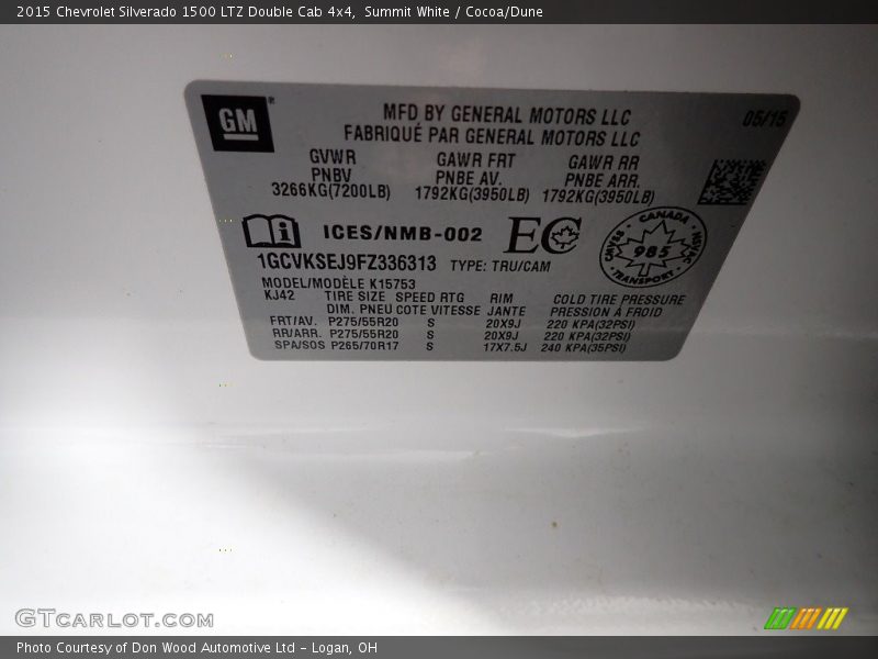 Summit White / Cocoa/Dune 2015 Chevrolet Silverado 1500 LTZ Double Cab 4x4