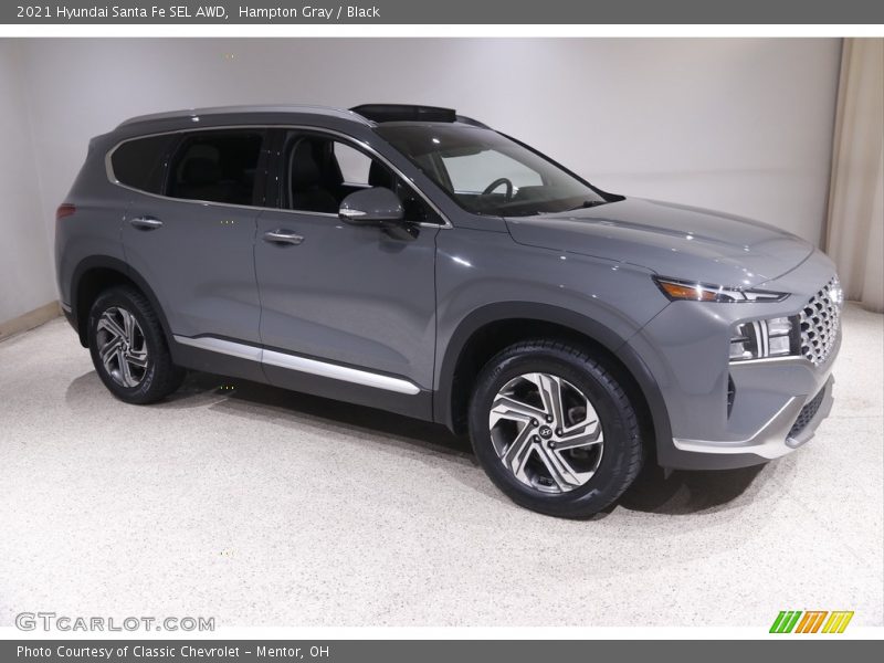 Hampton Gray / Black 2021 Hyundai Santa Fe SEL AWD