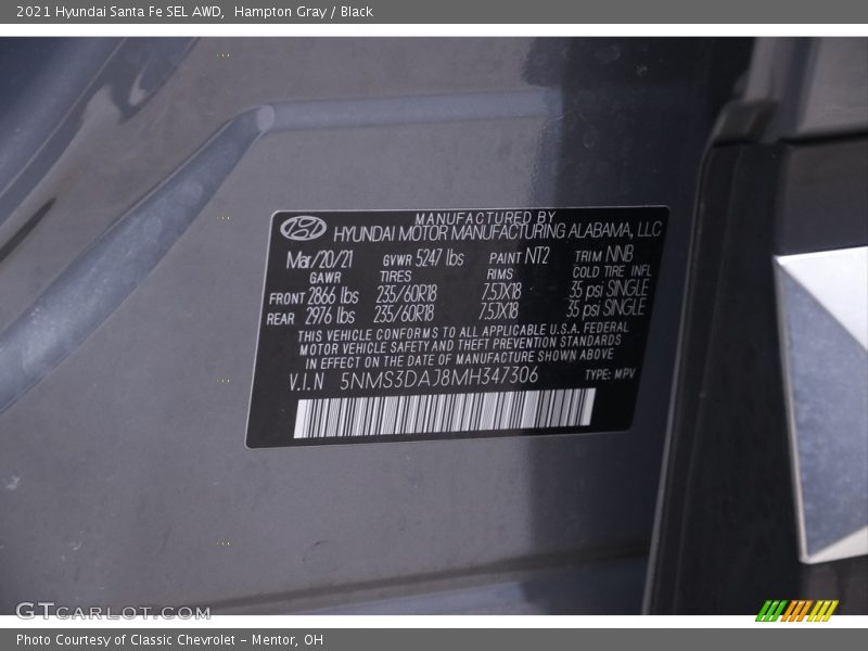 Hampton Gray / Black 2021 Hyundai Santa Fe SEL AWD
