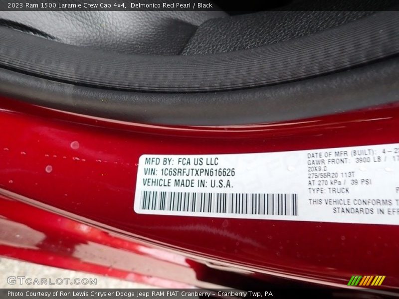Delmonico Red Pearl / Black 2023 Ram 1500 Laramie Crew Cab 4x4