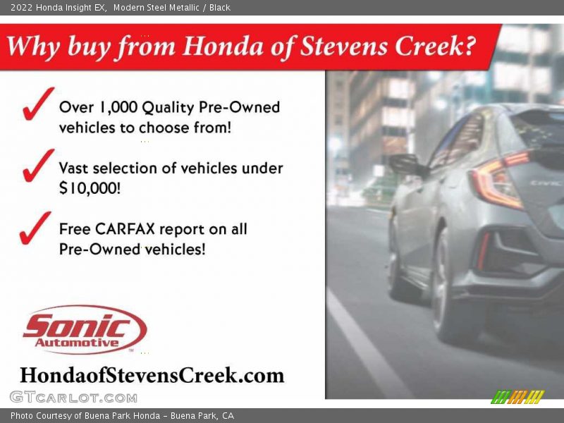 Modern Steel Metallic / Black 2022 Honda Insight EX
