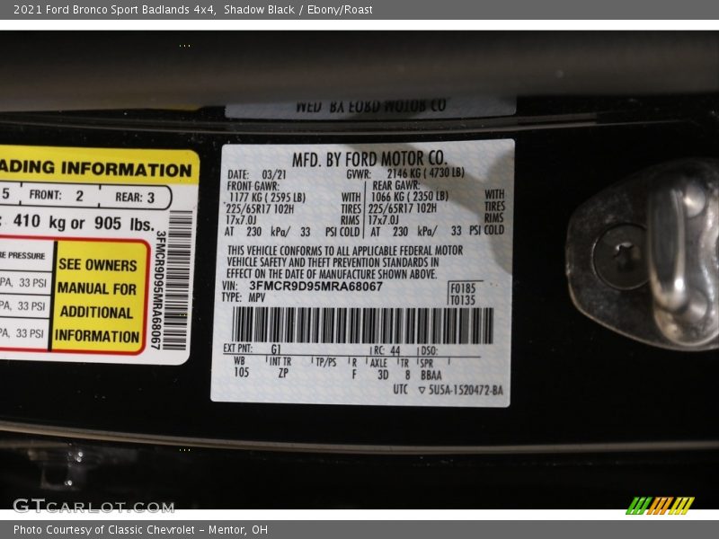 Shadow Black / Ebony/Roast 2021 Ford Bronco Sport Badlands 4x4
