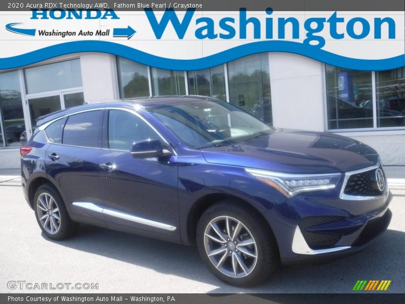 Fathom Blue Pearl / Graystone 2020 Acura RDX Technology AWD