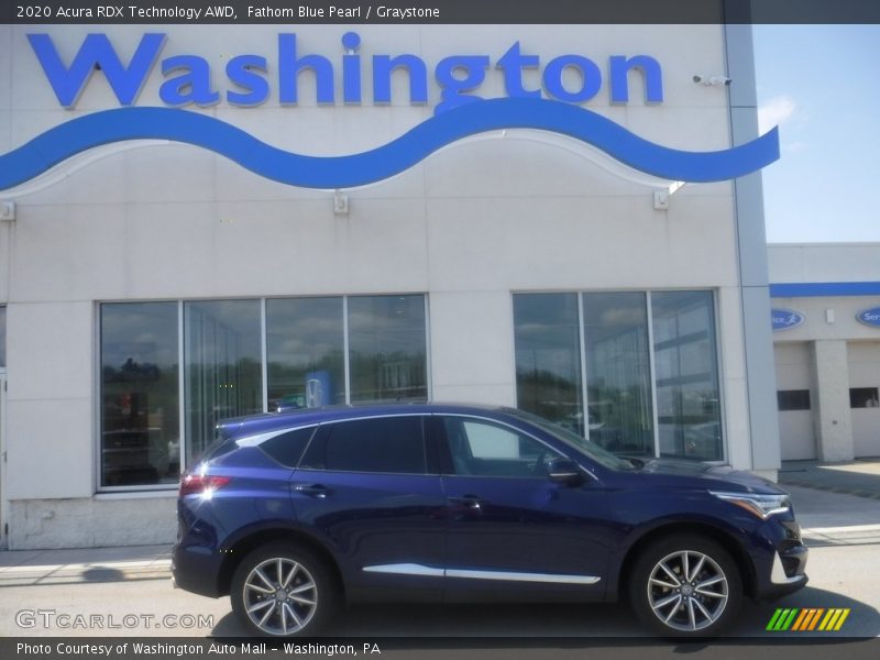 Fathom Blue Pearl / Graystone 2020 Acura RDX Technology AWD
