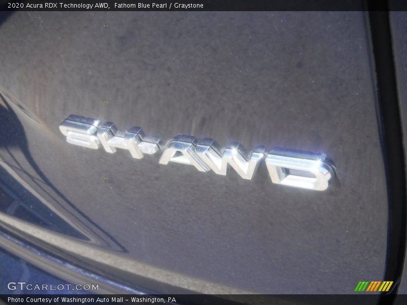 Fathom Blue Pearl / Graystone 2020 Acura RDX Technology AWD