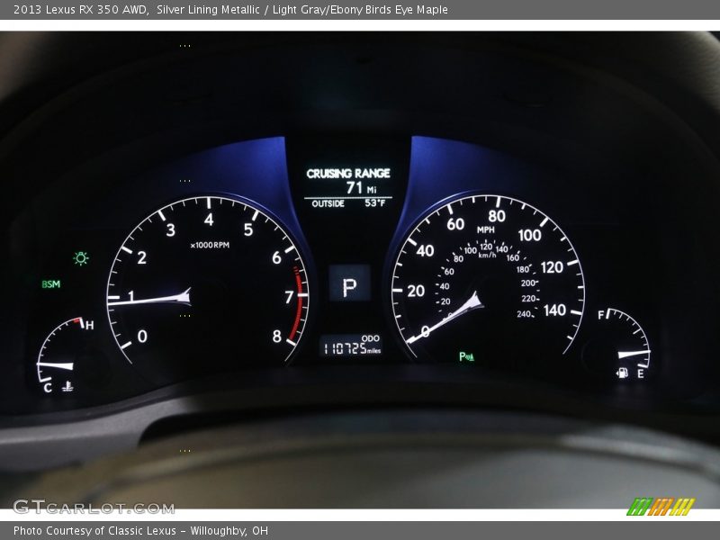 Silver Lining Metallic / Light Gray/Ebony Birds Eye Maple 2013 Lexus RX 350 AWD