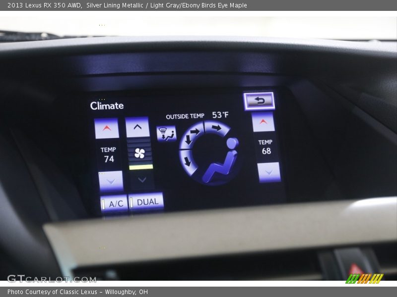 Silver Lining Metallic / Light Gray/Ebony Birds Eye Maple 2013 Lexus RX 350 AWD