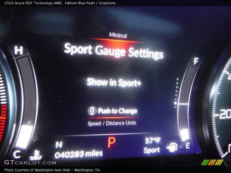 Fathom Blue Pearl / Graystone 2020 Acura RDX Technology AWD