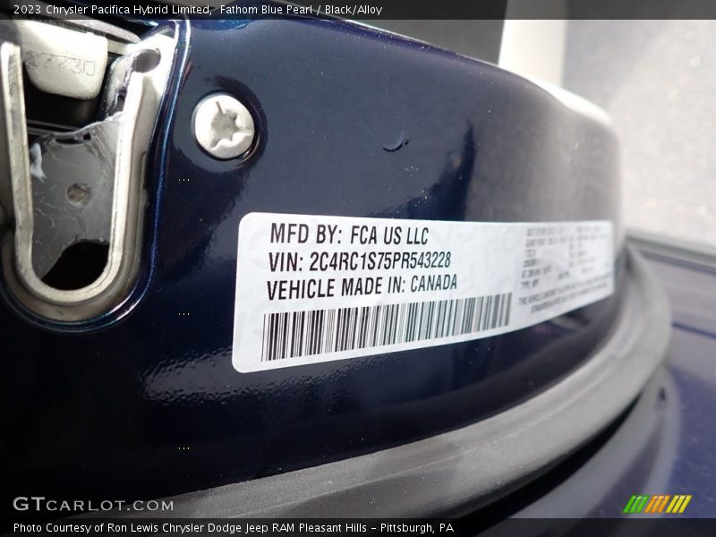 Fathom Blue Pearl / Black/Alloy 2023 Chrysler Pacifica Hybrid Limited