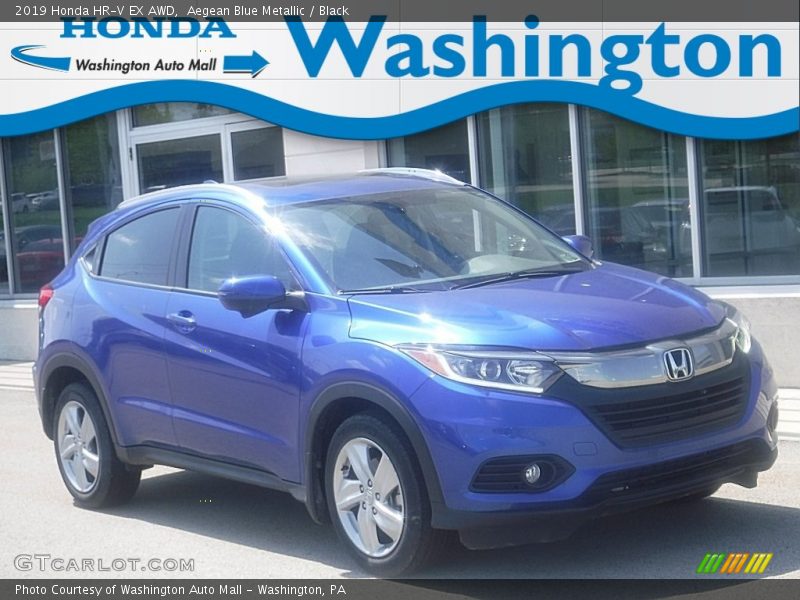 Aegean Blue Metallic / Black 2019 Honda HR-V EX AWD