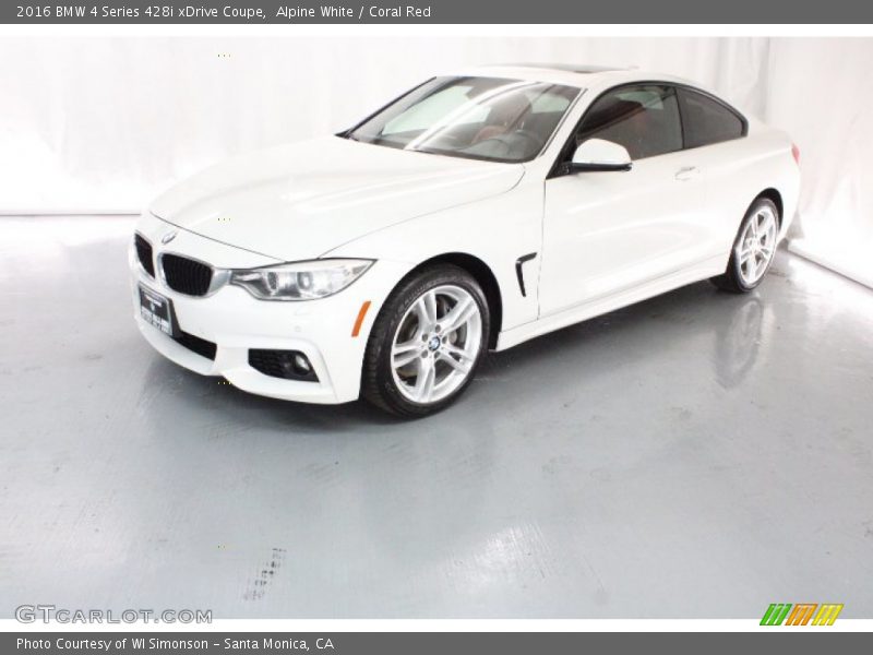 Alpine White / Coral Red 2016 BMW 4 Series 428i xDrive Coupe