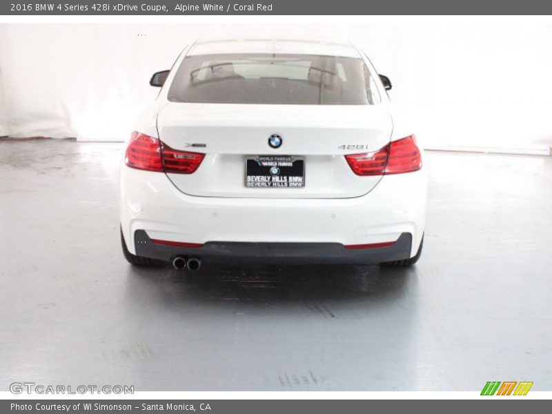 Alpine White / Coral Red 2016 BMW 4 Series 428i xDrive Coupe