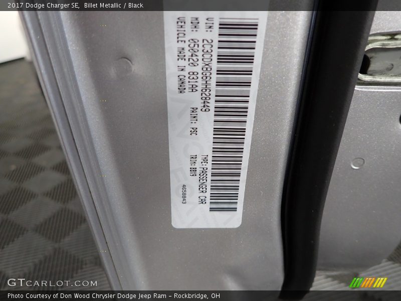 Billet Metallic / Black 2017 Dodge Charger SE