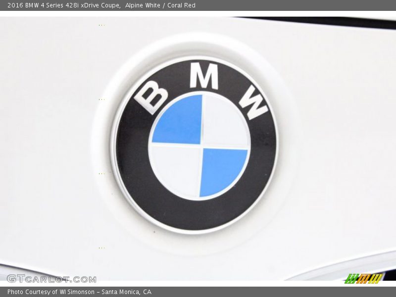 Alpine White / Coral Red 2016 BMW 4 Series 428i xDrive Coupe