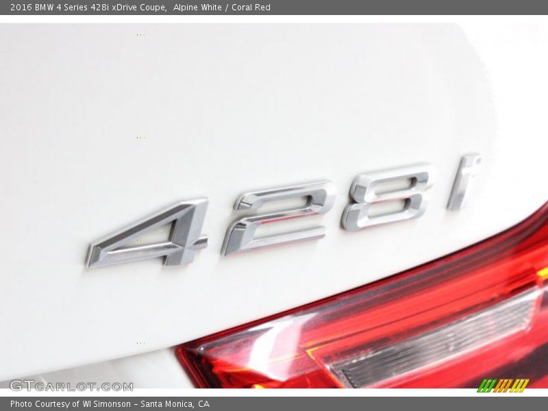 Alpine White / Coral Red 2016 BMW 4 Series 428i xDrive Coupe