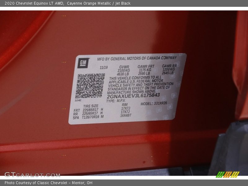 Cayenne Orange Metallic / Jet Black 2020 Chevrolet Equinox LT AWD
