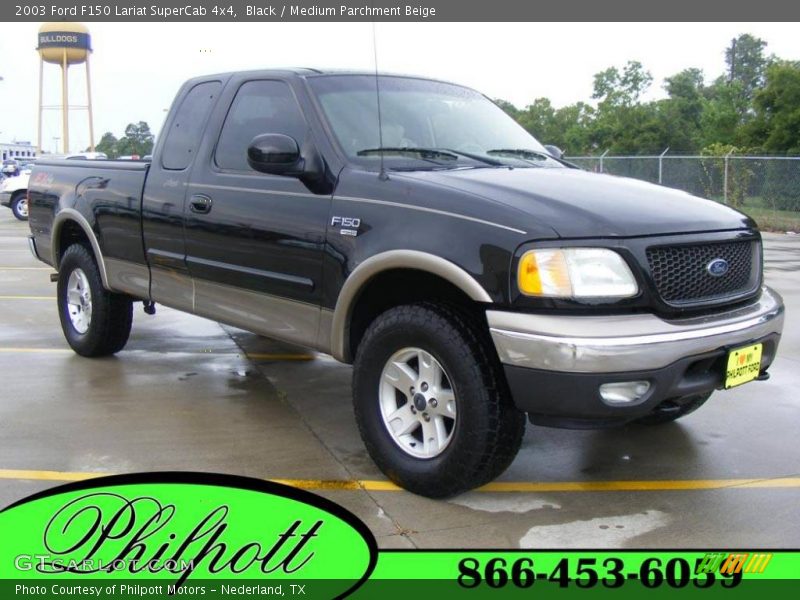 Black / Medium Parchment Beige 2003 Ford F150 Lariat SuperCab 4x4