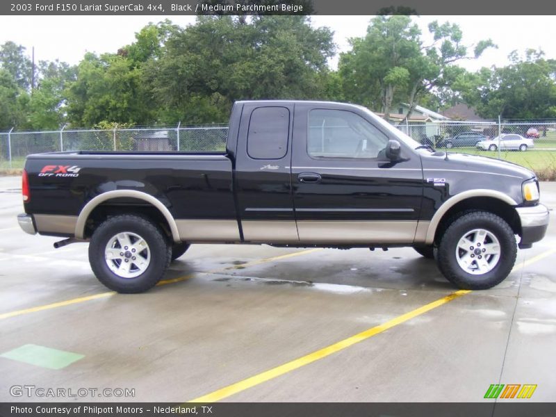 Black / Medium Parchment Beige 2003 Ford F150 Lariat SuperCab 4x4