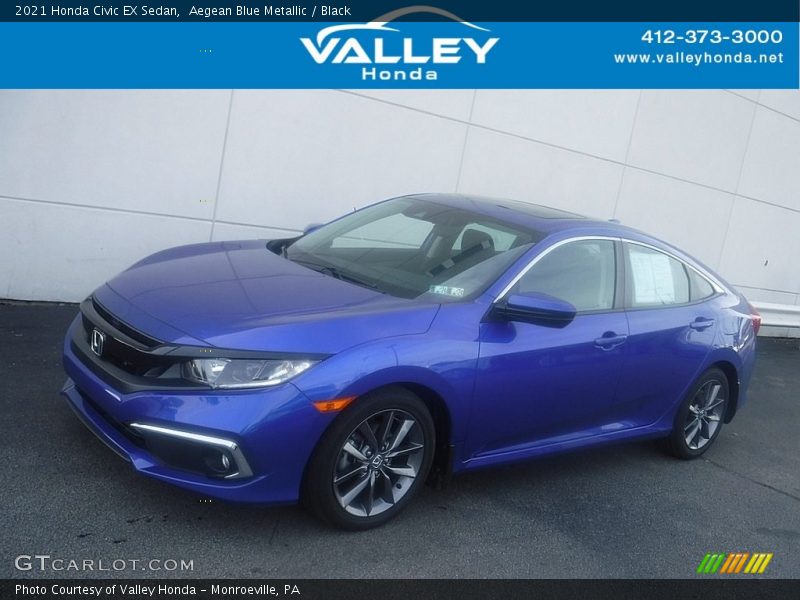 Aegean Blue Metallic / Black 2021 Honda Civic EX Sedan