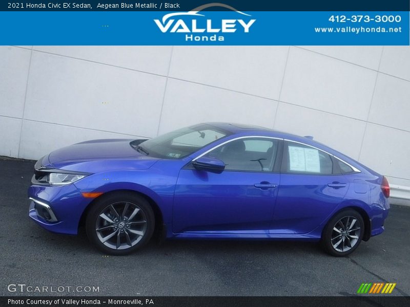 Aegean Blue Metallic / Black 2021 Honda Civic EX Sedan