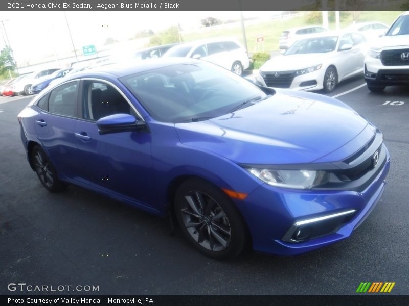 Aegean Blue Metallic / Black 2021 Honda Civic EX Sedan